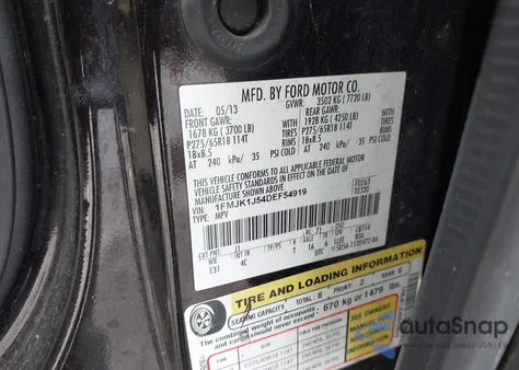 2013 Ford Expedition El Xlt from USA, damaged, VIN 1FMJK1J54DEF54919